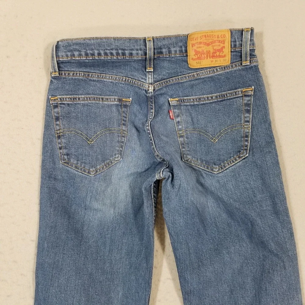 Levi's 511 jeans men's 30 x 32 skinny straight blue stretch denim pants retro
